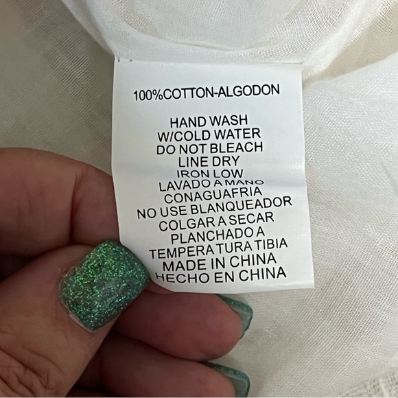 Judith March Cotton Gauze Bohemian Mini Dress With Dramatic Flared Sleeves Sz M - Picture 12 of 15